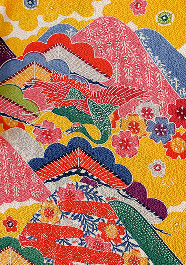 中振袖「雲取山紅型」